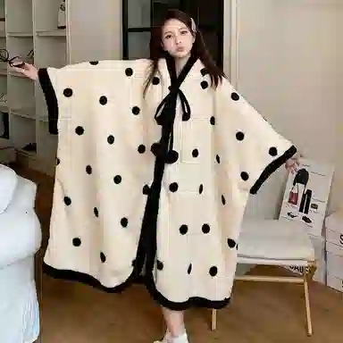 静英鸾 保暖舒适可爱连帽设计加绒加厚家居服睡袍 女款