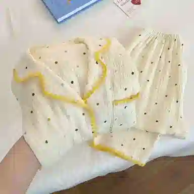 静英鸾 冬季宅家时尚圆点甜美风休闲舒适家居服睡衣套装 女款