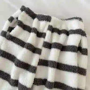 静英鸾 舒适加绒保暖休闲风条纹长裤家居服睡裤 女款
