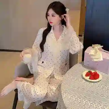 静英鸾 翻领舒适透气高级感长袖家居服睡衣套装 女款