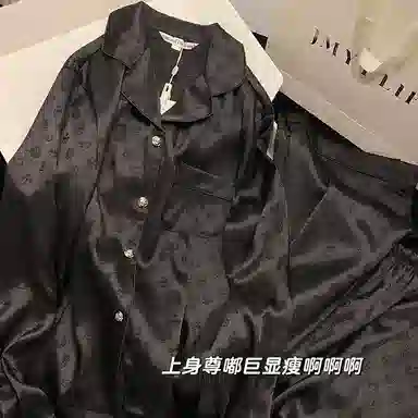 静英鸾 休闲舒适甜美风翻领长袖长裤家居服睡衣套装 女款