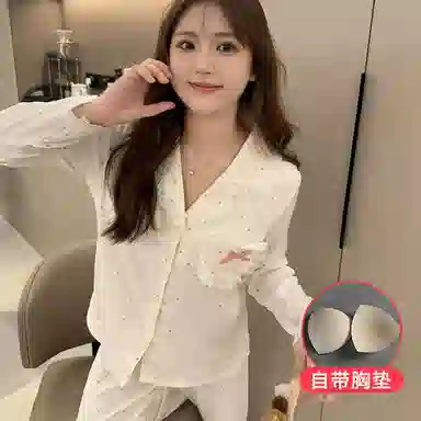 静英鸾  圆点蝴蝶结翻领甜美风休闲舒适家居服睡衣礼盒 女款