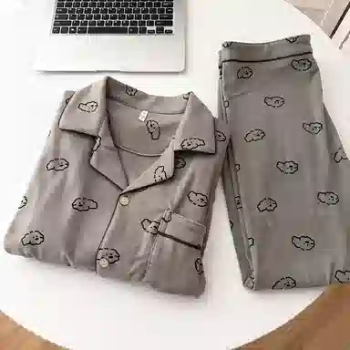 静英鸾 长袖长裤翻领简约休闲舒适家居服睡衣套装 男款
