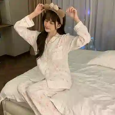 静英鸾 棉质长袖长裤翻领开衫可爱卡通小狗两件套家居服秋冬季睡衣套装 女款