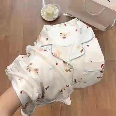 静英鸾 家居女舒适简约休闲风短袖三件套服睡衣套装 女款