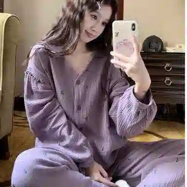 静英鸾 长袖长裤舒适简约宽松轻盈可外穿家居服睡衣套装 女款