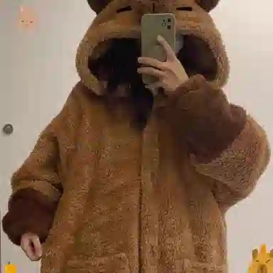 静英鸾 珊瑚绒保暖加厚卡通可爱卡皮巴拉连帽开衫休闲睡袍睡衣套装 女款