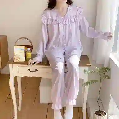 静英鸾 简约紫甜美休闲时尚亲肤柔软舒适可外穿家居服睡衣套装 女款
