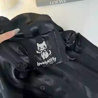 静英鸾 夏季男简约休闲风短袖条纹卡通小猫图案家居服睡衣礼盒 男款