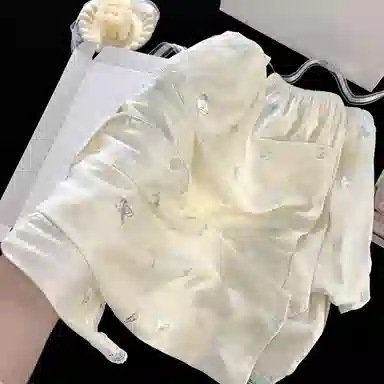 静英鸾 短袖三件套休闲舒适简约设计宽松家居服睡衣套装 女款