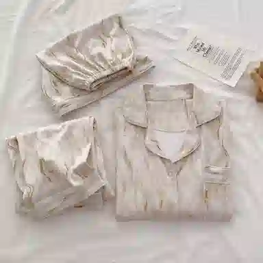 静英鸾 舒适简约休闲可外穿翻领短袖三件套家居服睡衣套装 男女同款