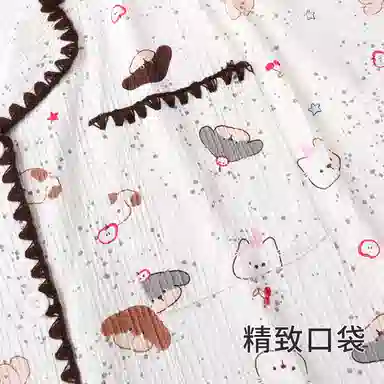 静英鸾 休闲简约可爱卡通小动物亲肤舒适可外穿家居服睡衣套装 女款
