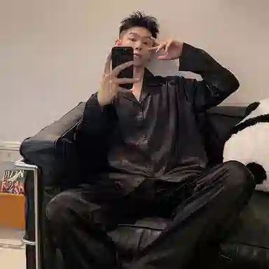 静英鸾 舒适简约休闲风长袖开衫家居服睡衣礼盒 男款