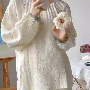 静英鸾 圆领设计清新彩色波点长袖轻便家居服睡衣套装 女款