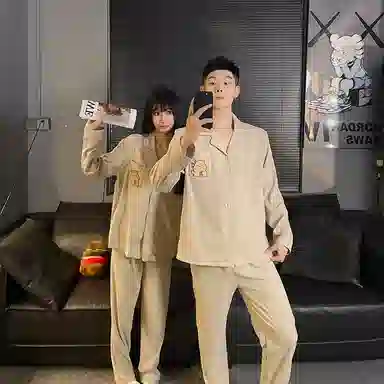 静英鸾 翻领卡皮巴拉甜美风休闲舒适家居服睡衣套装 男女同款