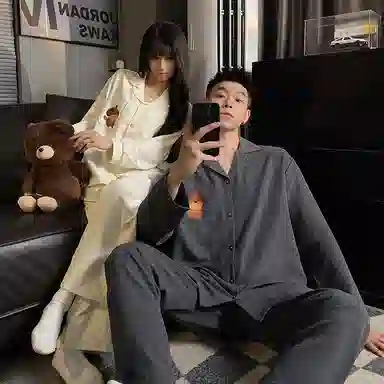 静英鸾  翻领卡通小狗甜美风休闲舒适家居服睡衣礼盒 男女同款