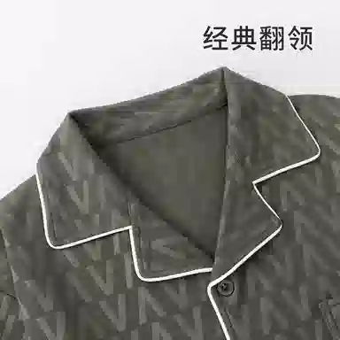 静英鸾 翻领休闲简约时尚卡通鸭子亲肤舒适可外穿家居服睡衣套装 男款