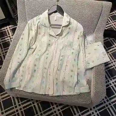 静英鸾 翻领植物花卉时尚甜美风休闲舒适家居服秋季睡衣套装 女款