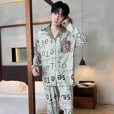静英鸾 德绒长袖长裤翻领开衫可爱卡通卡皮巴拉休闲家居服秋冬季睡衣套装 男款