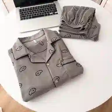 静英鸾 长袖长裤翻领简约休闲舒适家居服睡衣套装 男款