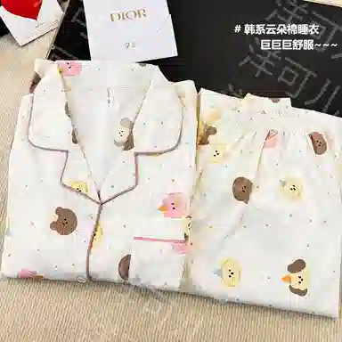 静英鸾 休闲舒适长袖可外穿翻领家居服睡衣套装 女款