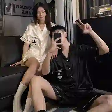 静英鸾  翻领竹子卡通熊猫简约风时尚舒适家居服睡衣礼盒 男女同款