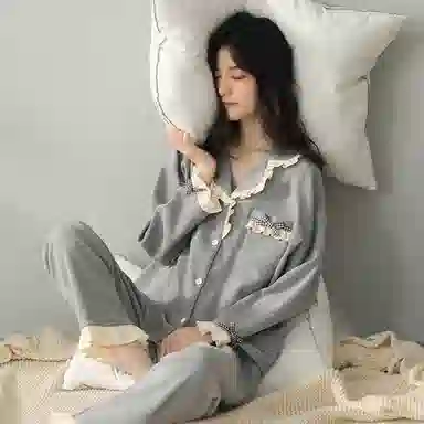 静英鸾 长袖开衫简约花边翻领家居服睡衣礼盒 女款