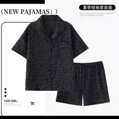 静英鸾 夏季女简约休闲宽松舒适短袖翻领家居服睡衣套装 女款