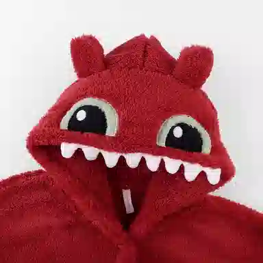 静英鸾 秋冬季卡通搞怪甜美风珊瑚绒保暖加绒加厚连帽家居服睡衣套装 男女同款
