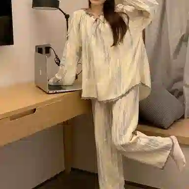 静英鸾 家居情侣舒适休闲简约高级长袖长裤服睡衣礼盒 男女同款