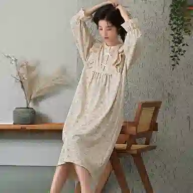 静英鸾 带胸垫甜美可爱简约时尚柔软舒适家居服睡裙 女款