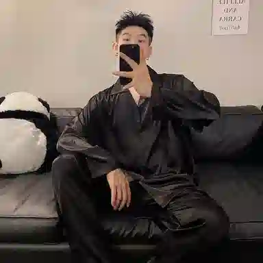 静英鸾 舒适简约休闲风长袖开衫家居服睡衣礼盒 男款