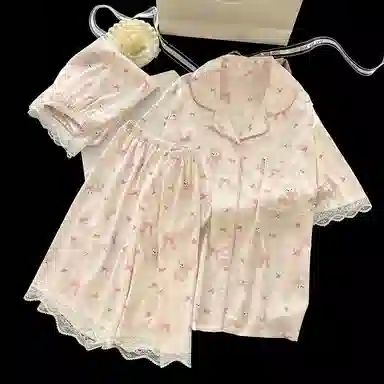 静英鸾 家居女休闲简约卡通小熊图案服睡衣套装 女款