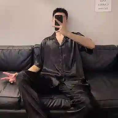静英鸾 舒适简约休闲风格短袖三件套开衫家居服睡衣礼盒 男款