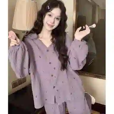 静英鸾 长袖长裤舒适简约宽松轻盈可外穿家居服睡衣套装 女款