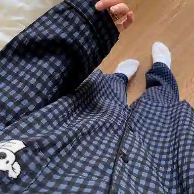 静英鸾 翻领卡通考拉格子时尚甜美风休闲舒适家居服睡衣礼盒 女款