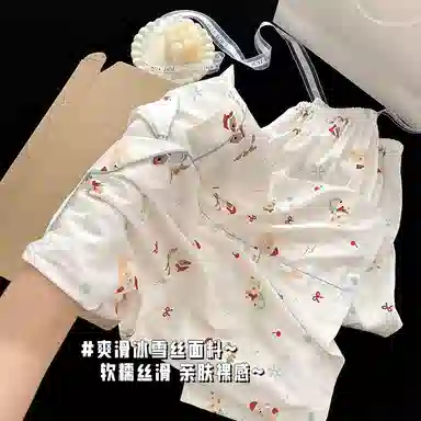 静英鸾 家居女舒适简约休闲风短袖三件套服睡衣套装 女款