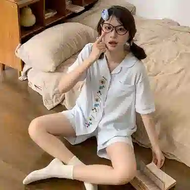 静英鸾 可外穿短袖三件套舒适休闲风家居服睡衣套装 女款