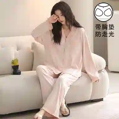 静英鸾 带胸垫翻领休闲甜美可爱时尚亲肤舒适家居服睡衣套装 女款