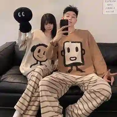 静英鸾 卡通人物甜美风休闲舒适家居服睡衣套装 男女同款