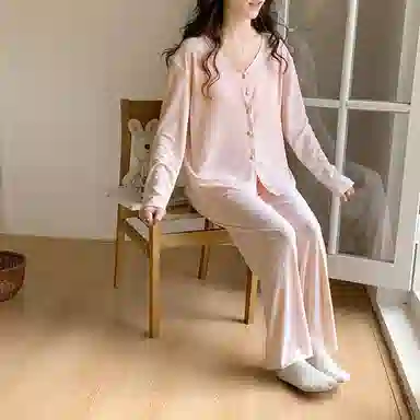 静英鸾 带胸垫简约休闲甜美时尚蝴蝶印花可外穿家居服睡衣套装 女款