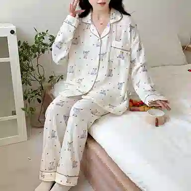 静英鸾 简约休闲时尚甜美可爱卡通小熊亲肤舒适可外穿家居服睡衣套装 女款