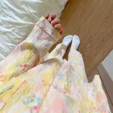 静英鸾 云朵棉长袖长裤翻领开衫甜美蝴蝶条纹纯色休闲家居服秋冬季睡衣套装 女款