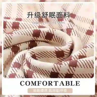 静英鸾 简约休闲时尚翻领方格卡通小狗亲肤舒适可外穿家居服睡衣套装 女款
