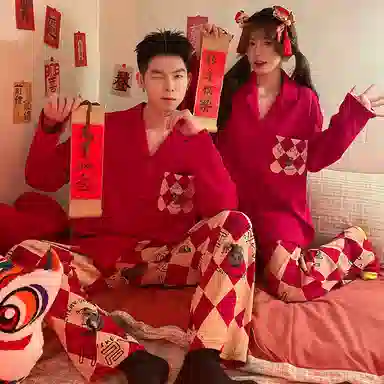 静英鸾 秋季翻领纯色带口袋时尚简约风休闲舒适家居服睡衣套装 男女同款