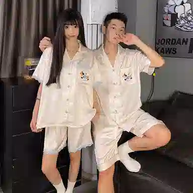 静英鸾 卡通小狗甜美风休闲舒适翻领家居服睡衣套装 男女同款