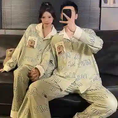 静英鸾 德绒保暖长袖长裤翻领开衫可爱卡通卡皮巴拉休闲家居服秋冬季睡衣套装 男女同款