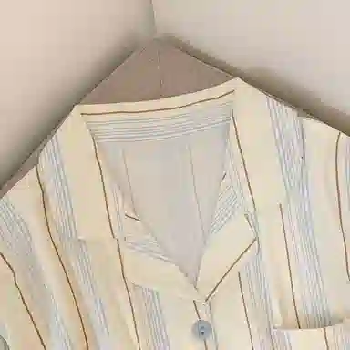 静英鸾 翻领开衫卡通条纹小熊可爱长袖长裤休闲家居服秋冬季睡衣套装 女款