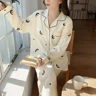 静英鸾 可爱卡通简约舒适可外穿家居服睡衣套装 女款
