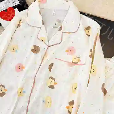 静英鸾 休闲舒适长袖可外穿翻领家居服睡衣套装 女款